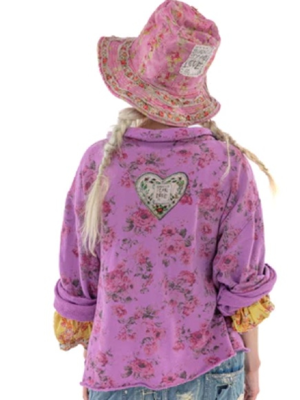 MAGNOLIA PEARL FLORAL ASHER PULLOVER 1397 in Iris Rose One Size Purple GUC - Picture 3 of 10